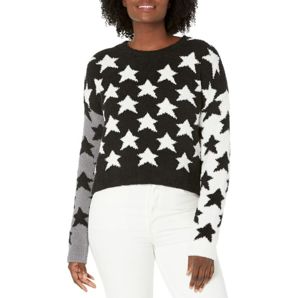 Sundown by SPLENDID women sweater RDF1828 black white stars polyester S $98